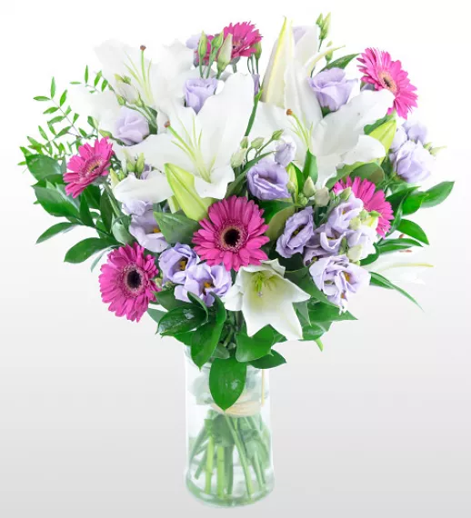 flowers - Special Birthday, £49.99 - We have chosen the very best white lilies, germinis, and lissanthus for this stunning display.