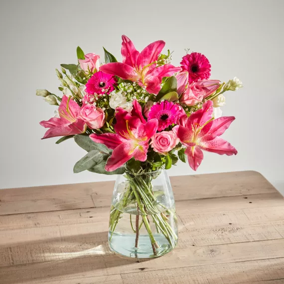 flowers - The Friendship, £38.00 - This pretty bouquet is all about pink, with Fairtrade roses, lisianthus, and germini each bringing their own gorgeous shade.