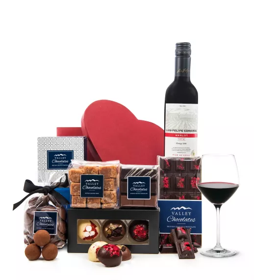 Gifts - Everything Chocolatey!, £54.99 - Carefully selected luxury, artisan chocolates paired with a fine bottle of Merlot to send the very best of chocolatey well wishes.