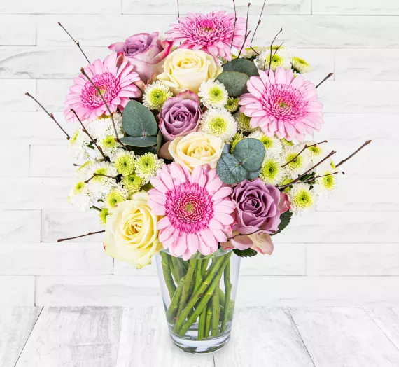flowers - Merry Meadows, £39.99 - Our florists have created this gorgeous bouquet to represent the stunning British countryside, bringing together vibrant greens, pinks, and whites.