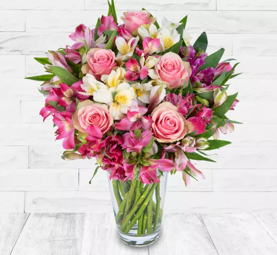 flowers - Peruvian Lily & Rose, £24.99 - Brighten their day with our Peruvian Lily & Rose bouquet, a stunning and long-lasting arrangement handcrafted by our expert florists.