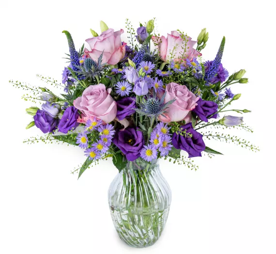 letterbox - Royal Blues, £39.99 - Our artisan florists have created a letterbox bouquet like no other using a mix of gorgeous royal blues and purples.