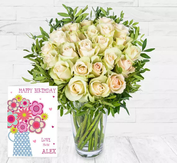 flowers - Belle &amp; Card, £29.99 - An exquisite arrangement of luxurious roses, our Belle & Card bouquet is uniquely beautiful.