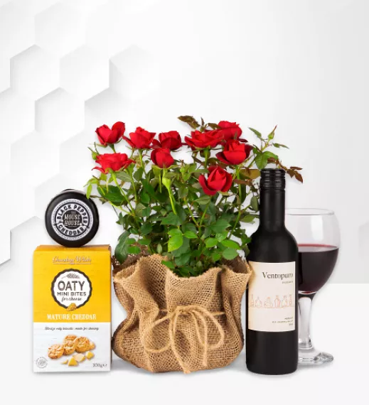 flowers - Rose &amp; Merlot Gift Hamper, £49.99 - Our Rose & Merlot gift set is the perfect indulgence for those who appreciate life's finest pleasures.