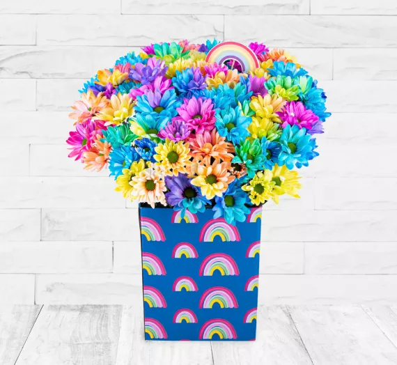 flowers - Over The Rainbow, £28.99 - Bring a spark of hope and love to your friends and family with our new Over The Rainbow Chrysanthemums.