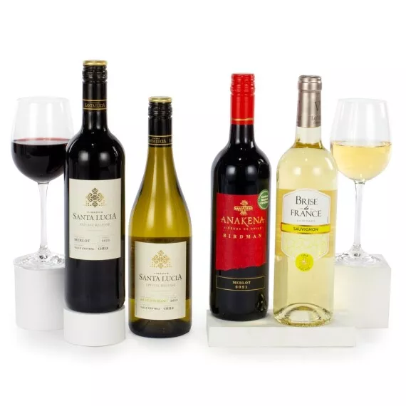 hampers - Four Wines in a Box, £51.25 - Two reds and two white wines from South Africa and France make up this fantastic wine gift box.