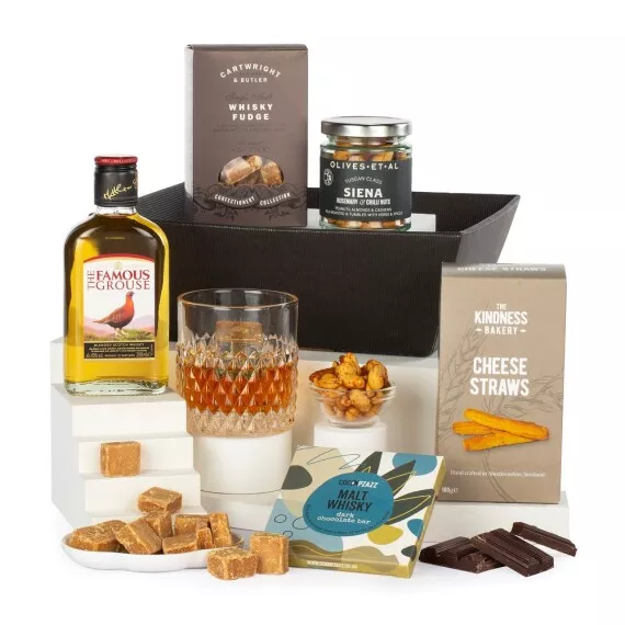 hampers - Whisky Lovers Gift, £43.45 - A collection of Famous Grouse Whisky and delicious flavored treats delivered in a craft tray.