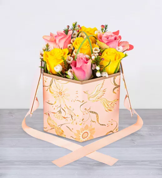 flowers - Season Splendour, £59.99 - Introducing our Luxury Spring Floral Hatbox—a harmonious masterpiece capturing the essence of the season's renewal.