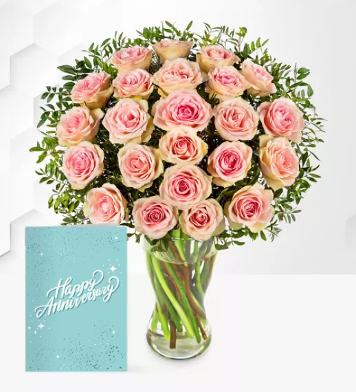 flowers - La Belle Anniversary Gift Set, £51.99 - As the name suggests, this stunning pink rose bouquet is designed to make a lasting impression.