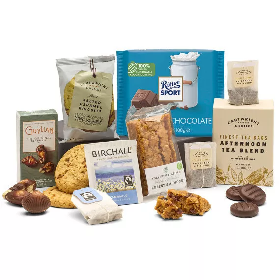 hampers - Tea Time Delight, £16.95 - Elevate your teatime experience with a delightful selection of gourmet goodies and fine teas.