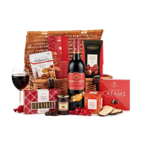 hampers - Wine & Gourmet Basket, £49.95 - A luxury brown wicker basket filled with favorites is sure to make a delightful gift for someone special.