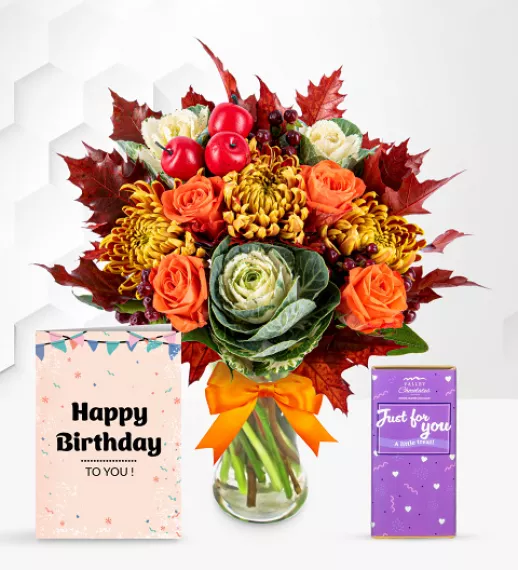 flowers - Autumn Array Birthday Gift Set, £46.99 - Capture the magic of autumn with this beautiful autumn flower arrangement.