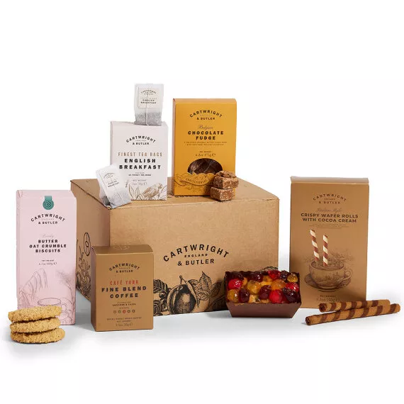 hampers - Cartwright & Butler Treats Hamper, £26.95 - Enjoy the refined flavors of English Breakfast tea and fine blend coffee, the perfect start to your day or an afternoon break.