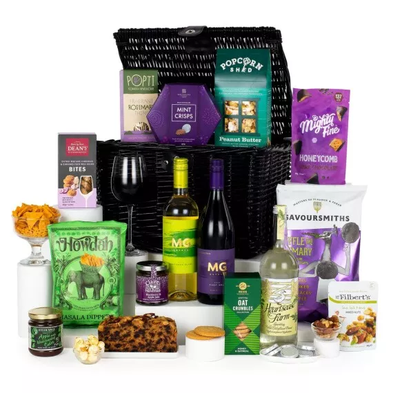 hampers - The Extravagance, £110.50 - Presented in a lovely lidded wicker basket, The Extravagance really is a feast for the eyes and the belly.