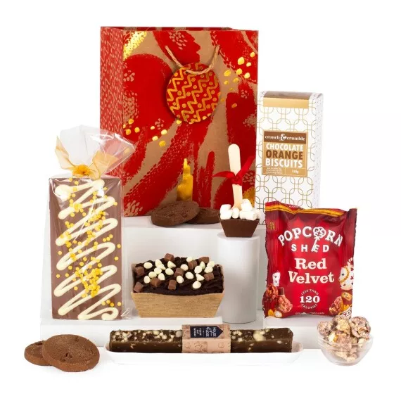 hampers - Love Chocolate Gift Bag, £22.25 - A red gift bag filled with lots of delicious chocolate treats.