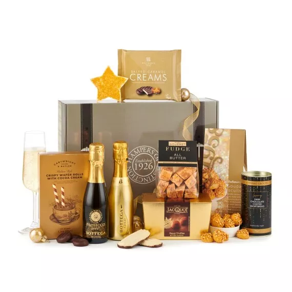hampers - The Sparkle Hamper, £38.97 - This luxury decorative gift box is filled with treats sure to make their day sparkle.