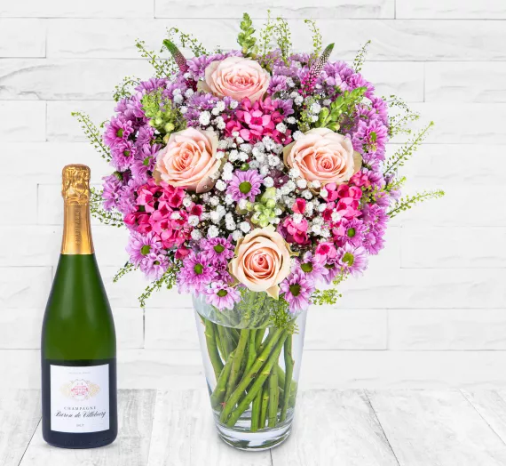 Gifts - Pure Desire Champagne Gift, £64.99 - Introducing our Pure Desire Champagne Gift, a gorgeous and vibrant bouquet paired with premium bubbly.