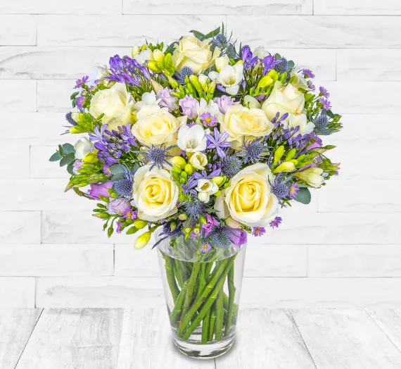 flowers - Oceanic Dream, £49.99 - Introducing our new Oceanic Dream bouquet, a stunning and bright arrangement of elegant blues and whites.