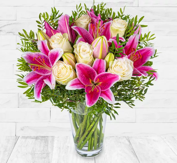 flowers - Classic Roses and Lilies, £32.99 - Send a truly unique and timeless bouquet with our Classic Roses and Lilies arrangement.