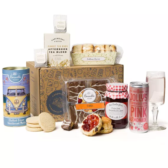 hampers - Pink Lemonade Afternoon Tea, £21.45 - A refreshing twist on the afternoon tea, the pink lemonade makes a fresh addition to the tea and scones (plus other treats!