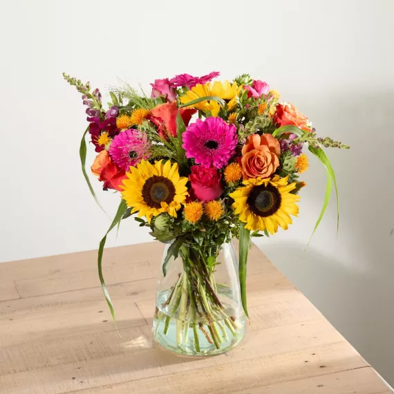 flowers - Summer Solstice, £45.00 - A vibrant bouquet celebrating the beauty of summer with a mix of bright, seasonal flowers.