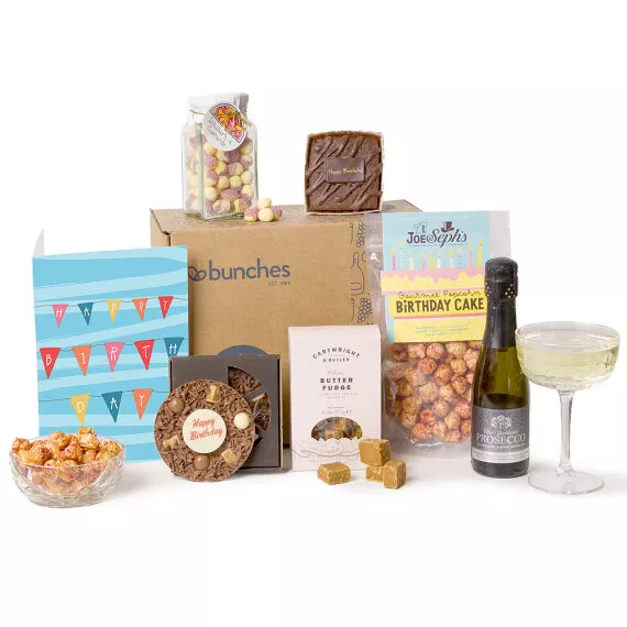 hampers - Sparkling Birthday Treats Hamper, £32.45 - Toast their special day with this wonderful birthday hamper filled with tasty treats and sparkling prosecco for the celebration.